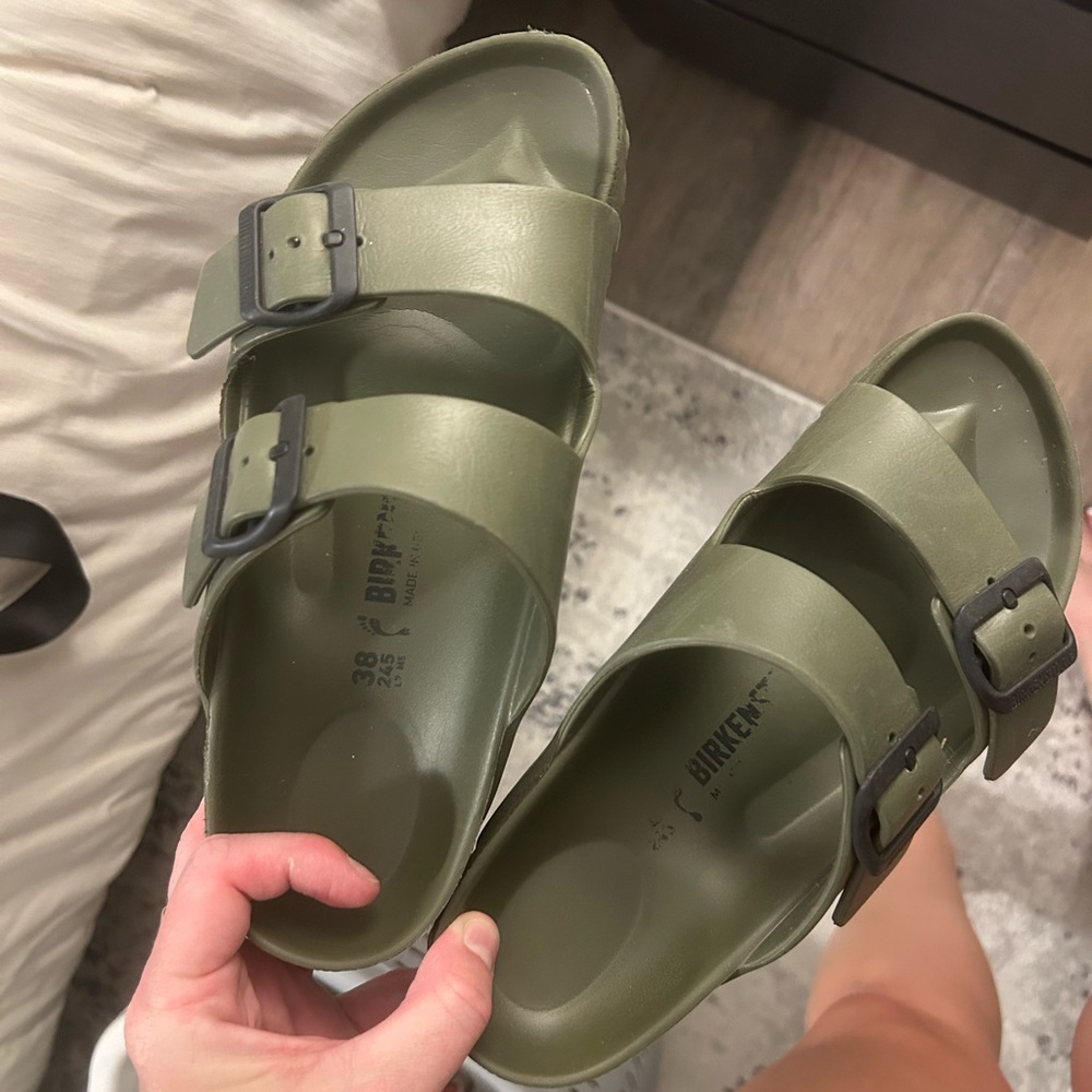Birkenstock Khaki Slide Sandals